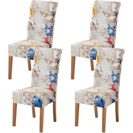 Stoltrekk Slipcovers 4 stk Stretchbar Avtakbar Vaskbar Kort Spisebordstol Beskyttelsesdeksel Sete for Hotell, Spisestue, Seremoni