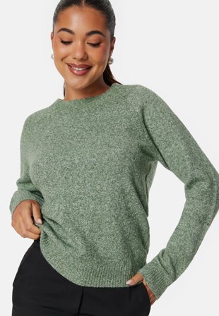 VERO MODA - Vmdoffy LS O-Neck Blouse - Laurel Wreath Detail:MELANGE - Kläder - - Bubbleroom