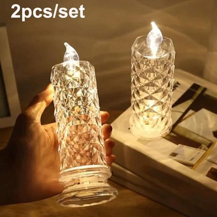 2 stk. LED-lys, Rose-projeksjon, lys, bursdagsbryllupsfestdekorasjon For hjem_TF_TF