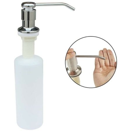 Premium Innebygd Såpedispenser for Vask, 360 Graders Roterende Pumpehode med Børstet Nikkel Finish i Rustfritt Stål, Lang Dysedesign for Presisjon