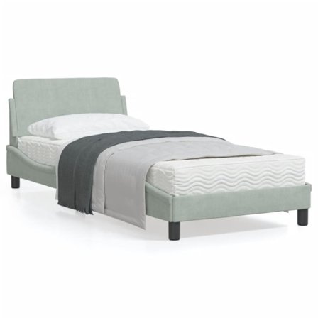 Bed Frame "Dover" Light Grey 90x200 cm Velvet
