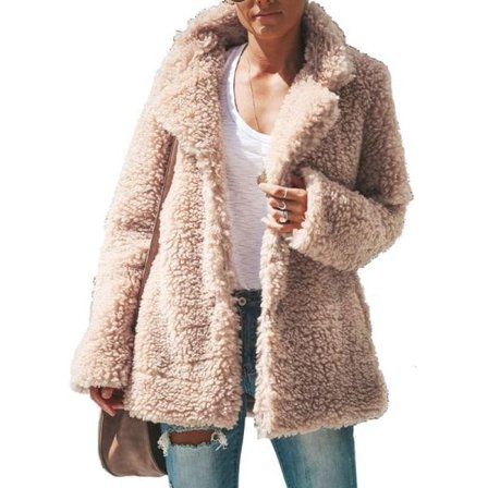 Dam plysch kofta jacka vinter varm casual jacka apricot,5XL