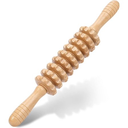 Træterapi Massage Roller - Anti-Cellulite Kropsskulpturværktøj, Muskelmassagestav til Ben & Hele Kroppen, Håndholdt Massager til L