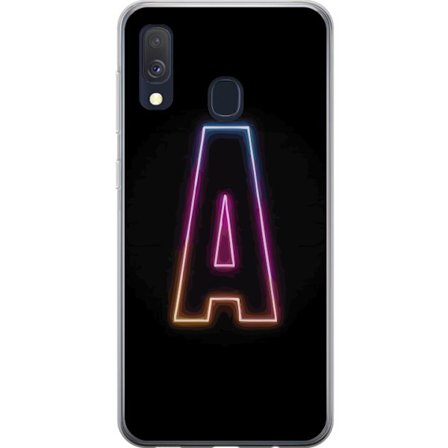 Yhteensopiva Puhelinkuori Samsung Samsung Galaxy A40 Minimalistinen neonkirjain A sateenkaarenvärisessä valossa mustaa taustaa vasten modernissa typ