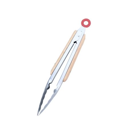 Tenger av tre med rustfritt stål matklyper (9"") - Grillklyper, enkle å rengjøre og holde, tenger av tre med varmebestandig rustfritt stål matklyper, 