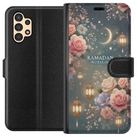 Yhteensopiva Lompakkokotelo Samsung Galaxy A13 Stjärnklar natt med gyllene kupoler och halvmåne över upplyst moské