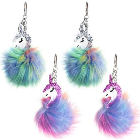 4 nøgleringe, enhjørning nøglering vedhæng tilbehør