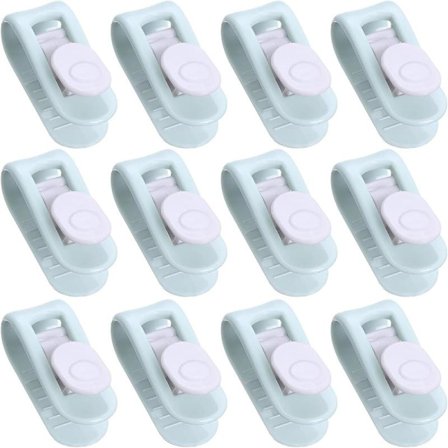 Premium 12-pack med täckklämmor - Säkra täckklämmor utan nålar - Perfekta sängklädestillbehör för att hålla täcket och överkastet på plats