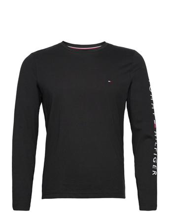 Tommy Logo Long Sleeve Tee T-shirts Long-sleeved Svart Tommy Hilfiger