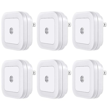 LED-yövalo, pistoke [6 kpl] Super Smart Dusk to Dawn -anturi, yövalot, jotka sopivat makuuhuoneeseen, kylpyhuoneeseen, portaisiin, keittiöön, eteiseen