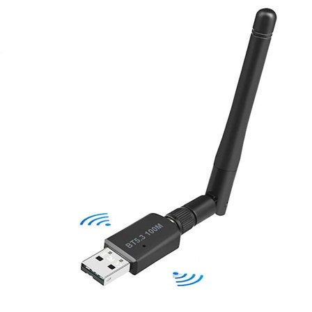 100M Bluetooth 5.3 Adapter Fri Driver USB Bluetooth Dongle Adaptador for Windows 11/10 Mus Tastatur Audio Mottaker(Svart)
