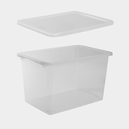 Caja de almacenamiento con tapa Nordiska Plast Store It, transparente, 590 x 395 x 360 mm, 60 litros