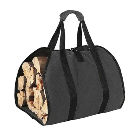 Brændeopbevaringstaske, bærbar kraftig brændetaske til indendørs og udendørs brug, dobbeltlags kantning, udendørs taske, Oxford-stof taske - sort.