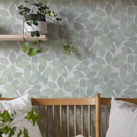 Duro Tapet, Augusti 676-02 Blommor & Blad, L, Grön, Färg & tapeter