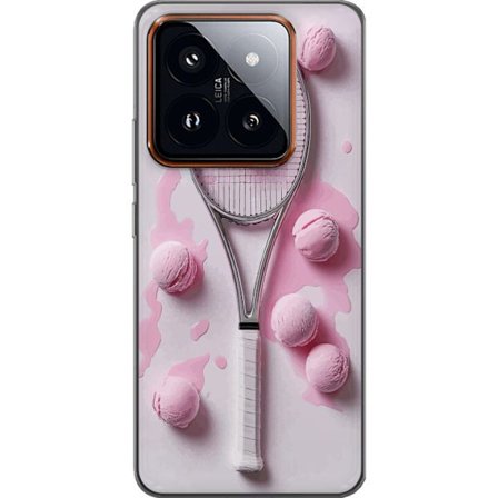 Kompatibel Mobilcover til Xiaomi Xiaomi 14 Pro Rosa glaskugler og tennisketsjer i et kreativt stillbillede med legende popfølelse og moderne design,