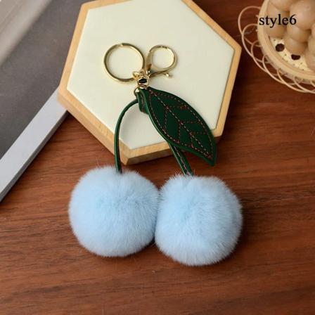 Fluffig Nyckelringsväska Hängande Nyckelhållare Väska Hängande Nyckelring Nyckelring Plysch Pälsboll Söt Dockblad Nyckelring Ornament Leksaker style6