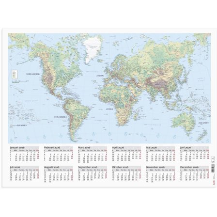 Burde Väggblad Världskarta 2026 - Lyreco - Almanackor och kalendrar - Väggkalendrar - Väggblad