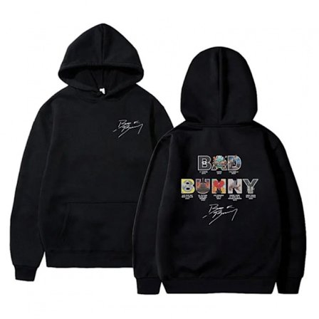 Rapper Bad Bunny Trykt Casual Hættetrøje Unisex Langærmet Sweatshirt