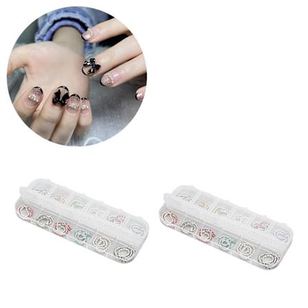 2 lådor nagelkonst strasskedjor multifunktion 12 färger metall nagelkedjedekoration för nagelsalong hem