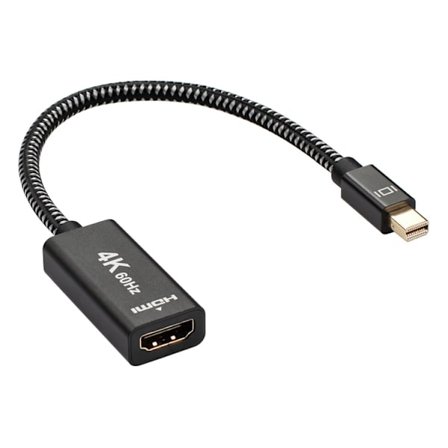 Mini DisplayPort till HDMI-adapter, Mini DP (Thunderbolt) till HDMI-adapter, guldpläterad flätad, kompatibel med MacBook Air/Pro, Microsoft Surface 