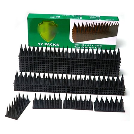 12 stk. Fuglepigger for fuglekontroll, slitesterke fugleavstøtende pigger i plast for gjerde, hage, vegg, takbeskyttelse