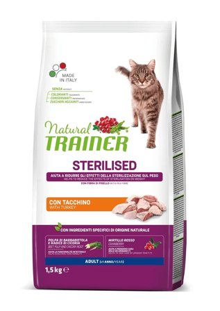 Natural Trainer Sterilised Crocchette Con Tacchino Per Gatti