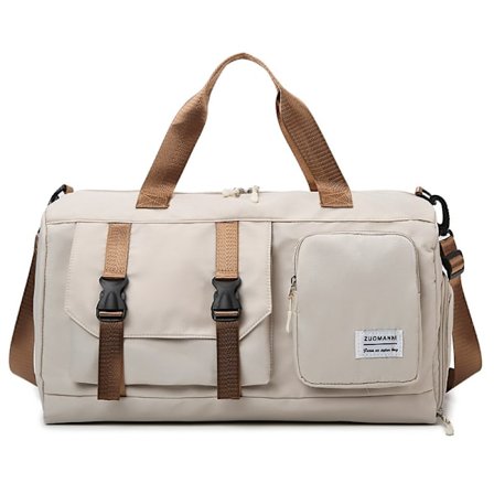 Sports Gym Bag med skoskap, Weekend Travel Bag Overnight Bag (Beige)