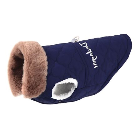 Hund Varm Fleece Vadderad Valp Hund Jacka Väst NAVY BLUE W