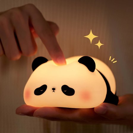 Natlampe Børn Panda Natlampe Panda Lampe Dæmpbar Timer, Touch Kontrol Silikone Natlampe Baby, USB Genopladelig Sød Panda Lampe{KDO}