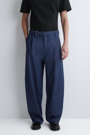 COS Men's Pantaloni Barrel In Denim Con Cintura in Blu