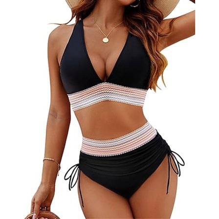 Sommersalg Dame High Waist Bikini med Magekontroll Svart