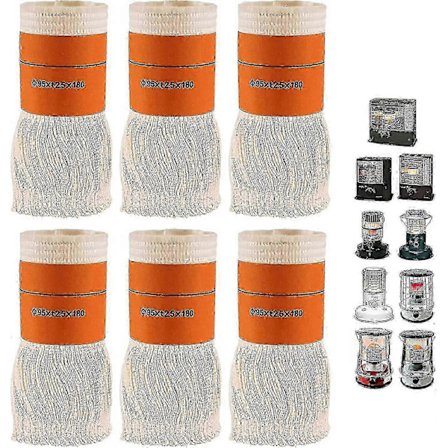 6 stk. veke for parafinovner, slitesterk erstatningsveke for campingvarmere