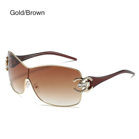 Y2K Solbriller Wrap Around GULL/BRUN GULL/BRUN