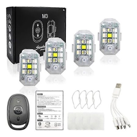 4 st LED-blixtljus med trådlös fjärrkontroll