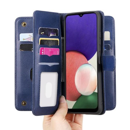 SKALO Samsung A22 5G 10-FACK Plånboksfodral - Blå