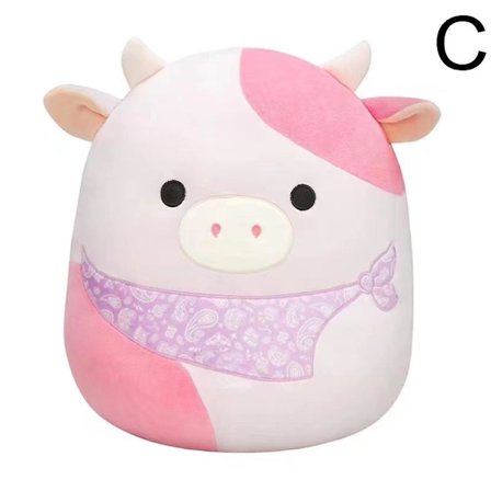 20 cm Squishmallows plysjdyr for barn, blå, grønn, rosa ku, myke plysjleker