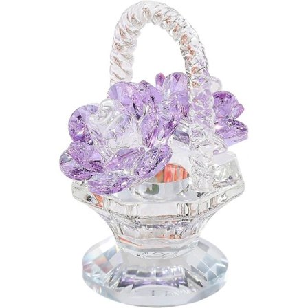 Kristallroskorgsdekoration, en samlarobjekt för kvinnor, en glasblommagåva, en födelsedagspresent till mamma och en skrivbordsdekoration för hemmet.