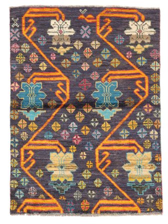 Tapete Berber Colourful 100X137 Preto/Castanho (Lã, Afeganistão)