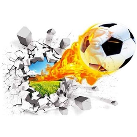 IC Veggdekor 3D Realistisk Fotball Sprengt Veggeffekt DIY PVC Veggklistremerke Barnerom Veggdekor 70 x 50 cm