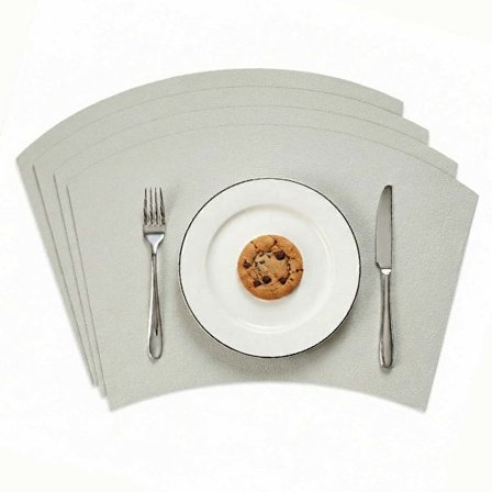 4-pakning Dekkebrikke i Kunstskinn 43x30cm Bue Lysegrå