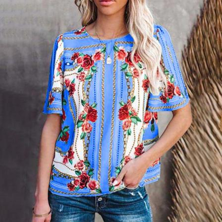 Dam Kortärmad T-shirt Flroal Print Toppar