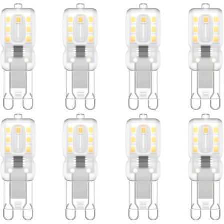 G9 LED-pære, 220V naturlig hvitt 5500K 3W 8-pakning