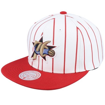 Mitchell & Ness - White snapback Gorra - Philadelphia 76ers Retro Pinstripe White/Red Snapback @ Hatstore