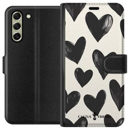 Kompatibelt Lommeboketui til Samsung Samsung Galaxy S21 FE 5G Cactus and Friends - Bold Black Love Pattern