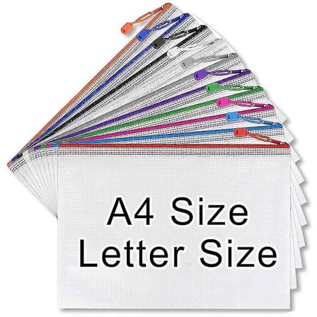 A4 Plastlommemapper, Glidelåsposer Mesh Dokumentlomme