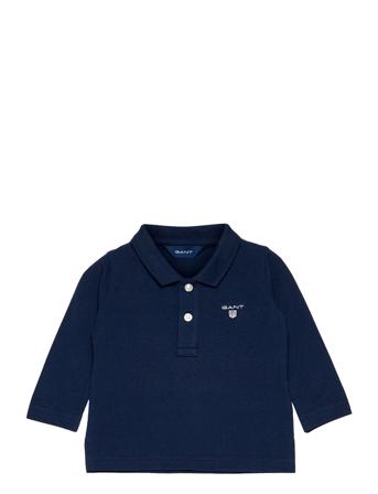 D1. The Original Pique Ls Rugger T-shirts Polo Shirts Long-sleeved Polo Shirts Blå GANT