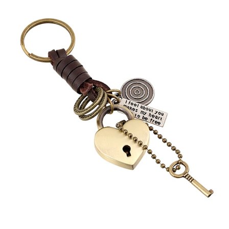 Nice Keyring in SteamPunk-style - heartlock with key