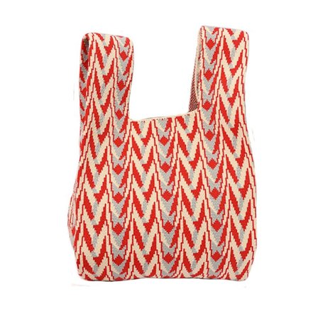 Handgjord Stickad Handväska Dam Mini Knot Handledsväska Shoppingväskor