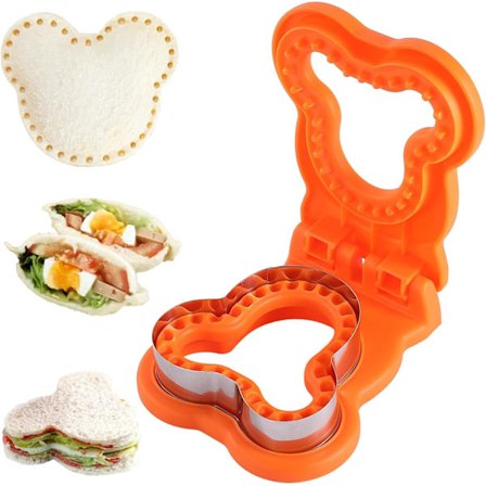 Leipäleikkuri ja -suljin tee-se-itse leipätyökalu hauska reunaleikkuri lapsille aikuisille oranssi