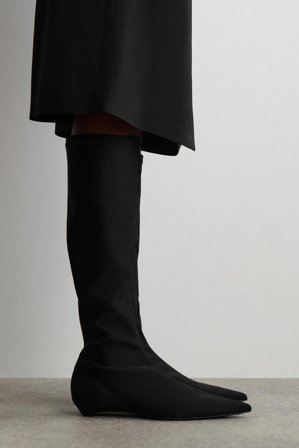 COS Women's Pointed Scuba Knee Sock Boots in Black